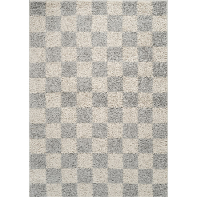 Desire Rugs Chester Grey Shaggy Checkered Rug 160 x 230cm - Size: 230 x 160 x 3cm - Wilko - image 1