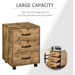 Portland 3 Drawer Wood Effect Rolling File Cabinet - Size: 3 Drawers - Brown - Wilko - thumbnail 6
