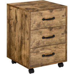 Portland 3 Drawer Wood Effect Rolling File Cabinet - Size: 3 Drawers - Brown - Wilko - thumbnail 3