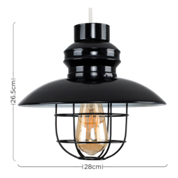 ValueLights Penglai Black Wire Basket Fisherman Pendant Shade - Size: 25.5 x 29 x 29cm - Wilko - thumbnail 6