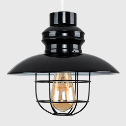 ValueLights Penglai Black Wire Basket Fisherman Pendant Shade - Size: 25.5 x 29 x 29cm - Wilko - thumbnail 4