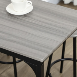 HOMCOM 4 Seater Grey Wood and Metal Bar Table and Stool Set - Wilko - thumbnail 5