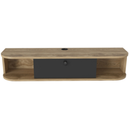 Decorotika Ibarra Single Door 2 Shelf Oud and Black Wall Mounted TV Unit - Size: 23.4 x 120 x 29.6cm - Multi - Wilko - thumbnail 3