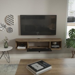 Decorotika Ibarra Single Door 2 Shelf Oud and Black Wall Mounted TV Unit - Size: 23.4 x 120 x 29.6cm - Multi - Wilko - thumbnail 5