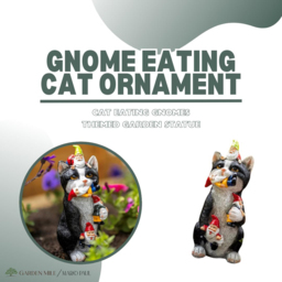 Marco Paul Cat Eating Gnomes Garden Ornament - Size: 11.5 x 23 x 9.5cm - Black - Wilko - thumbnail 4