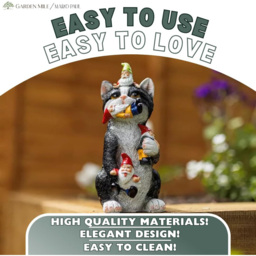 Marco Paul Cat Eating Gnomes Garden Ornament - Size: 11.5 x 23 x 9.5cm - Black - Wilko - thumbnail 6