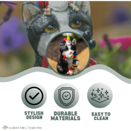 Marco Paul Cat Eating Gnomes Garden Ornament - Size: 11.5 x 23 x 9.5cm - Black - Wilko - thumbnail 7
