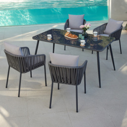 Home Detail Fiji 4 Seater Garden Dining Set Grey - Wilko - thumbnail 1