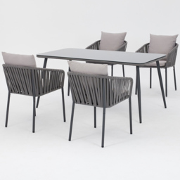 Home Detail Fiji 4 Seater Garden Dining Set Grey - Wilko - thumbnail 3