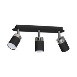 Milagro Joker Black and Silver 3 Spotlight Ceiling Lamp 230V - Size: 5 x 34 x 17cm - Wilko