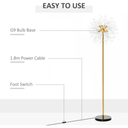 Portland Dandelion Tall Floor Lamp - Size: 40 x 40 x 160cm - Gold - Wilko - thumbnail 7