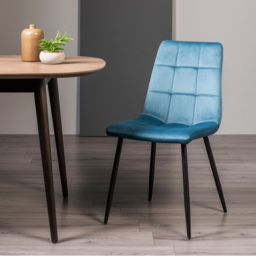 Bentley Designs Mondrian Set of 2 Petrol Blue Velvet Dining Chair - Wilko - thumbnail 7