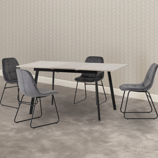 Seconique Avery Lukas 4 Seater Extending Dining Set Concrete and Grey - Wilko - image 1