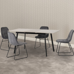Seconique Avery Lukas 4 Seater Extending Dining Set Concrete and Grey - Wilko