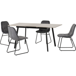 Seconique Avery Lukas 4 Seater Extending Dining Set Concrete and Grey - Wilko - thumbnail 3