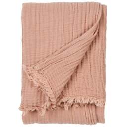 Yard Lark Pink Clay Large Muslin Cotton Throw 240 x 260cm - Size: 260 x 240cm - Yard Living - Wilko