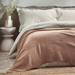 Yard Lark Pink Clay Large Muslin Cotton Throw 240 x 260cm - Size: 260 x 240cm - Yard Living - Wilko - thumbnail 7