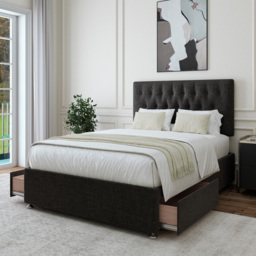 Bedmaster Single Charcoal Linen 2 Drawer Divan Base with Lona Headboard - Grey - Wilko - thumbnail 3