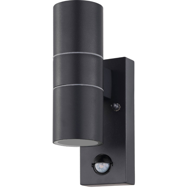 EGLO Riga5 2 Light Stainless Steel LED Exterior Light with Sensor - Size: 6.5 x 11.0 x 21.5cm - Silver - Wilko - image 1