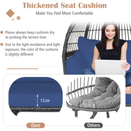 Costway Navy Oversized Egg Lounger with 4 Cushions - Size: 110 x 82 x 145cm - Blue - Wilko - thumbnail 7