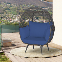 Costway Navy Oversized Egg Lounger with 4 Cushions - Size: 110 x 82 x 145cm - Blue - Wilko - thumbnail 4