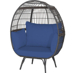 Costway Navy Oversized Egg Lounger with 4 Cushions - Size: 110 x 82 x 145cm - Blue - Wilko - thumbnail 3