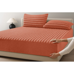 Velosso Single Rust Jumbo Cord Fitted Bed Sheet - Wilko - thumbnail 3
