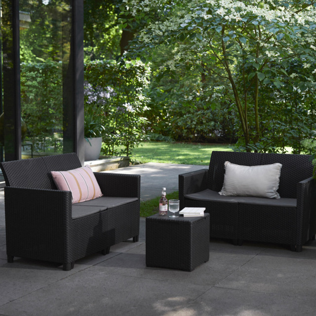 Keter Marie Vigo 4 seater Black Longue Set - Grey - Wilko - image 1