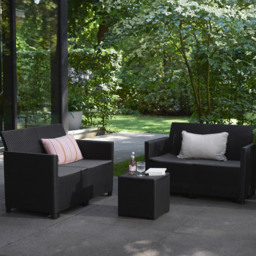 Keter Marie Vigo 4 seater Black Longue Set - Grey - Wilko