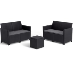 Keter Marie Vigo 4 seater Black Longue Set - Grey - Wilko - thumbnail 3