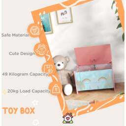 Playful Haven Pink Kids Storage Chest - Size: 60 x 37 x 39cm - Wilko - thumbnail 6