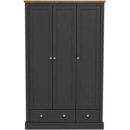 Devon 3 Door 2 Drawer Charcoal Wardrobe - Size: 3 Door, 2 Drawer - Grey - LPD Home - Wilko - thumbnail 3