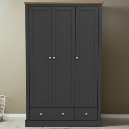 Devon 3 Door 2 Drawer Charcoal Wardrobe - Size: 3 Door, 2 Drawer - Grey - LPD Home - Wilko - thumbnail 1