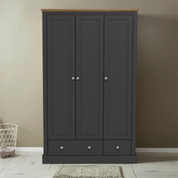 Devon 3 Door 2 Drawer Charcoal Wardrobe - Size: 3 Door, 2 Drawer - Grey - LPD Home - Wilko - thumbnail 5