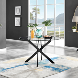 Furniturebox Arona 6 Seater Round Glass Dining Table Black - Size: 4 Seater - Clear - Wilko - thumbnail 7