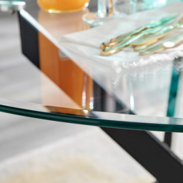 Furniturebox Arona 6 Seater Round Glass Dining Table Black - Size: 4 Seater - Clear - Wilko - thumbnail 5