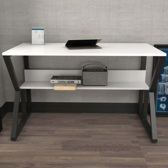 Decorotika Wake Single Shelf Computer Desk Black and White - Size: 72.8 x 120 x 60cm - Multi - Wilko - image 1