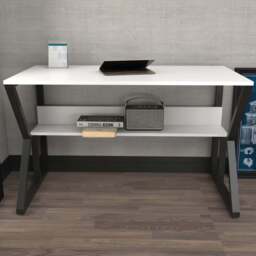 Decorotika Wake Single Shelf Computer Desk Black and White - Size: 72.8 x 120 x 60cm - Multi - Wilko