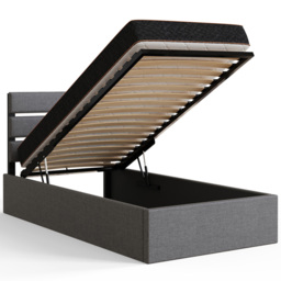 GFW Hudson Single Grey End Lift Ottoman Bed with SC Bonnell Mattress - Wilko - thumbnail 5