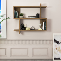 Decorotika Mina 3 Tier Walnut Zigzag Floating Shelf - Size: 81 x 90 x 22cm - Brown - Wilko - thumbnail 7