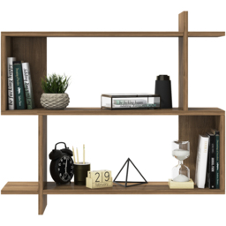 Decorotika Mina 3 Tier Walnut Zigzag Floating Shelf - Size: 81 x 90 x 22cm - Brown - Wilko - thumbnail 5