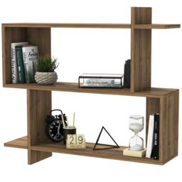 Decorotika Mina 3 Tier Walnut Zigzag Floating Shelf - Size: 81 x 90 x 22cm - Brown - Wilko - thumbnail 4