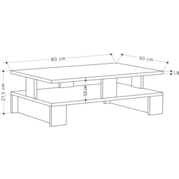 Decortie Mansu Single Shelf Anthracite Modern Coffee Table - Size: 27.5 x 80 x 50cm - Black - Wilko - thumbnail 5