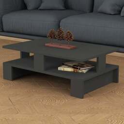 Decortie Mansu Single Shelf Anthracite Modern Coffee Table - Size: 27.5 x 80 x 50cm - Black - Wilko