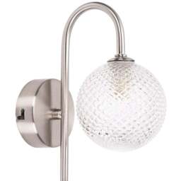 ValueLights Elle Brushed Chrome Cut Glass LED Wall Light - Size: 20 x 24 x 13.5cm - Silver - Wilko