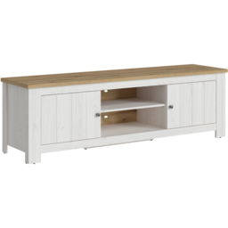 Florence Celesto 2 Door 2 Shelf White and Oak Wide TV Unit - Size: 48 x 189 x 58cm - Furniture to Go - Wilko - thumbnail 3