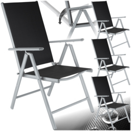 tectake Marilena Set of 4 Silver Adjustable Garden Chair - Size: 105 x 56 x 67cm - Wilko - thumbnail 3