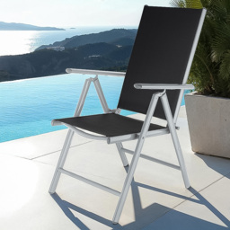 tectake Marilena Set of 4 Silver Adjustable Garden Chair - Size: 105 x 56 x 67cm - Wilko - thumbnail 1
