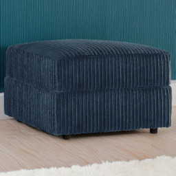 Luxor Navy Blue Jumbo Cord Footstool - Size: 45 x 55 x 55cm - Wilko