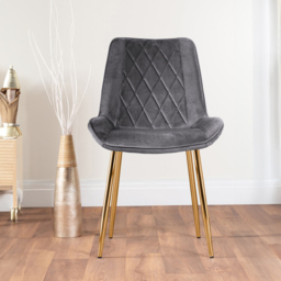 Furniturebox Tavolo Cesano 6 Seater Dining Set Gold and Grey - Wilko - thumbnail 4